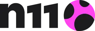 n11 logosu siyah zemin üzerinde pembe yuvarlak desenli.