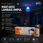 10 Adet 1 W E27 Mavi Yuvarlak Gece Lambası LED Ampul Eamp-075