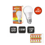 10 Adet 15 W Gün Işık LED Ampul 1200lm 3000k 15.000 Saat Ömür