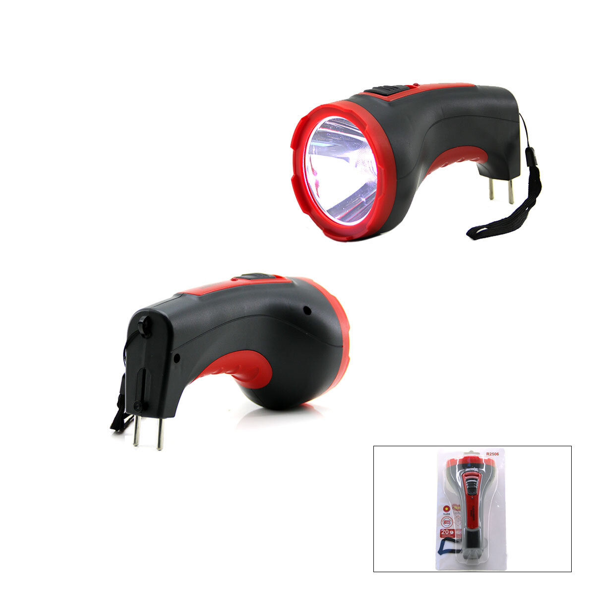 10 W Tek LED Bombeli Gövde Fiş Şarjlı El Feneri Uzun Mesafeli Kambur