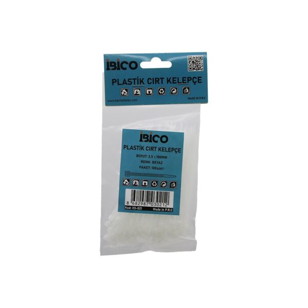 100pcs Beyaz 2.5x100mm Plastik Cırt Kelepçe