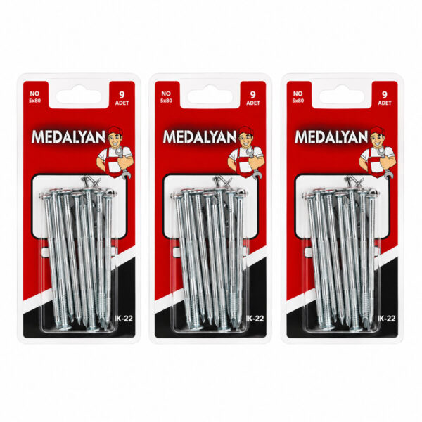 108 Adet 5x80 Beton Çelik Çivi 12x9pcs