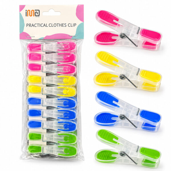 10pcs Renkli Silikon Ağız - Bas-Aç Şeffaf Plastik Mandal