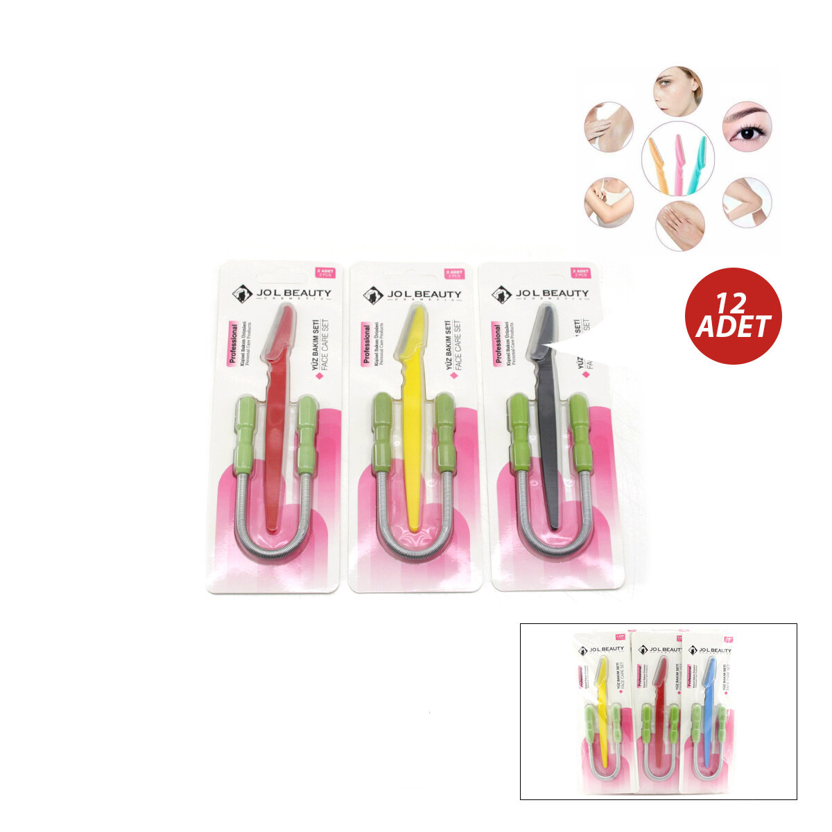 12 Adet 2cps Kaş Usturas - Yanak Yayı Set