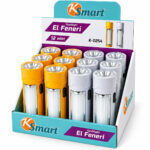 12 Adet 2in1 Pilli El Feneri Renkli Plastik K-0254