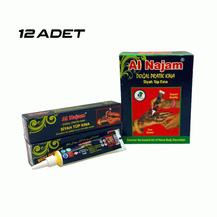 12 Adet Al Najam Siyah Tüp Kına 30 gr