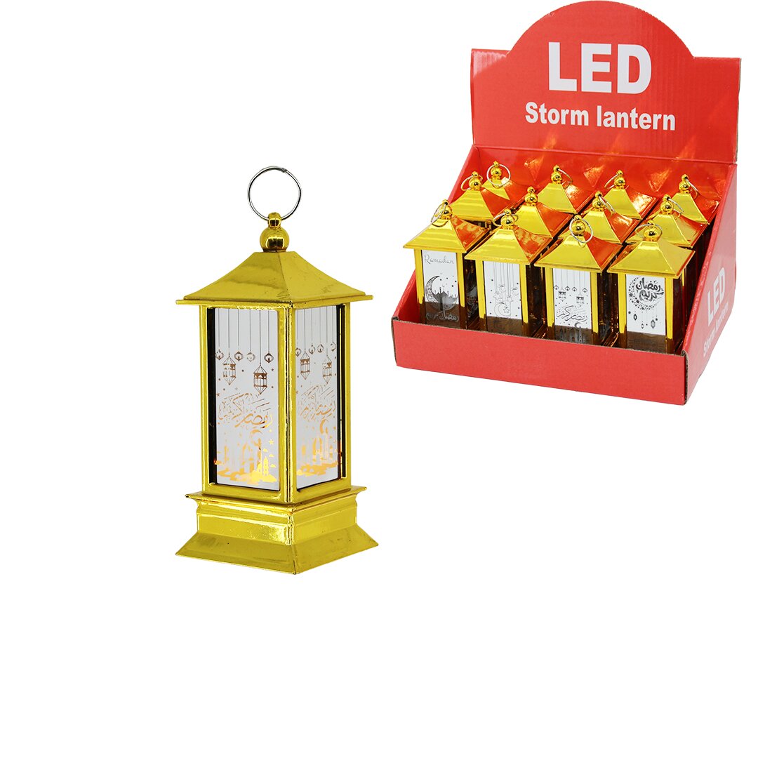 12 Adet Kare Kubbe Pilli Ramazan LED Işık Gold