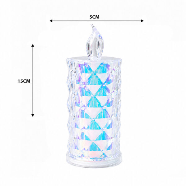 12 Adet LED Candle Kamp Büyük Boy - Çap:5cm - Y: 16 cm Pilli LED Mum Mika Kristal Plastik Yakut-13637