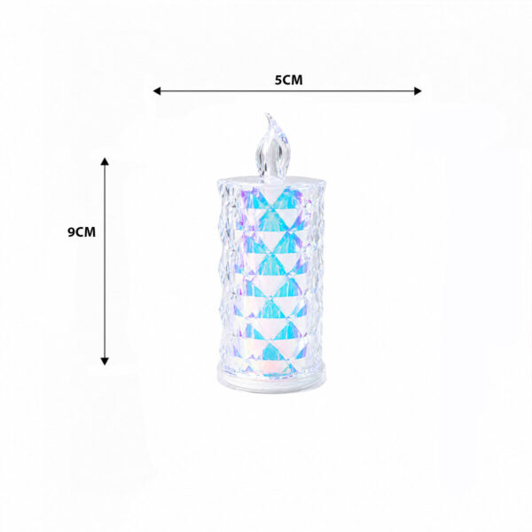 12 Adet LED Candle Kamp Küçük Boy - Çap:5cm - Y: 9 cm Pilli LED Mum Mika Kristal Plastik Yakut-13635