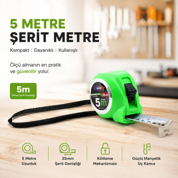 12 Adet Measurıng Tape 5mtx25mm Şerit Metre