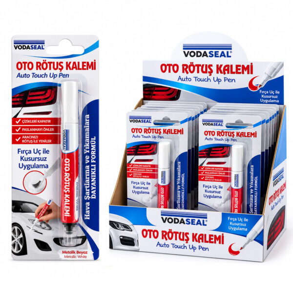 12 Adet Metalik Beyaz Oto Rötuş Kalem Fırça Uç 5 ml