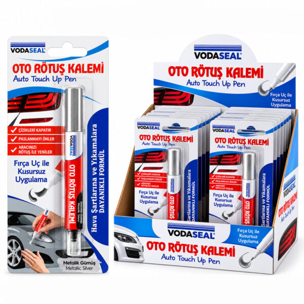 12 Adet Metalik Gümüş Oto Rötuş Kalem Fırça Uç 5 ml