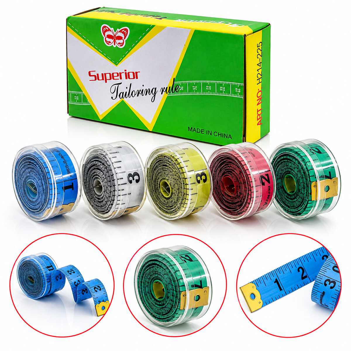 12 Adet Superior Şerit Mezura Mezro 1.5 m Plastik Kutulu