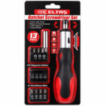 13pcs Silikon Sap - Cr-V Cırcırlı Tornavida Bits Seti 3 Kademe - Çift Yönlü - Manyetik Uç Tutucu