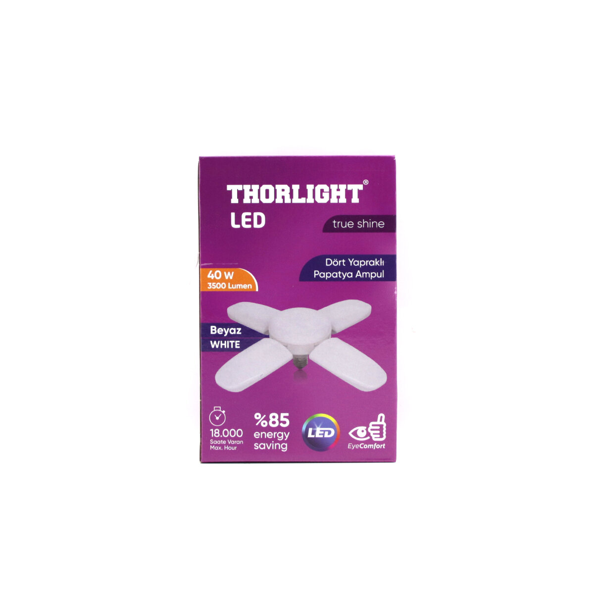 1+4 Kollu - Yapraklı Pervane Modeli Papatya Beyaz LED Lamba Ampul 40 W - E27 P-6040b