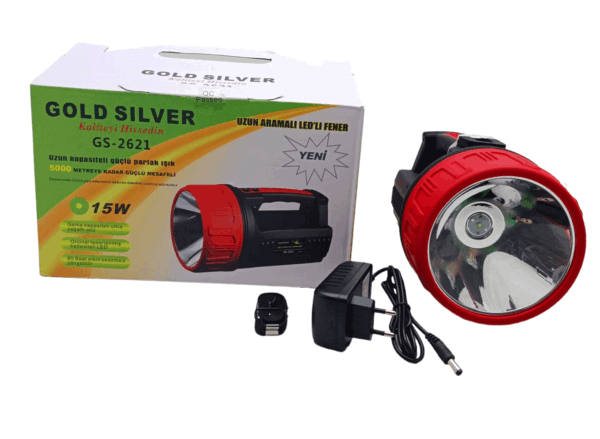 15 W LED 2in1 Uzun Aramalı Adaptör Şarjlı El Feneri Projektör