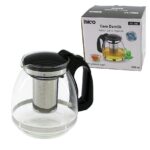 1500 ml Cam Demlik Çelik Süzgeçli - Plastik Kulp - Kapak - Krom Çerçeve