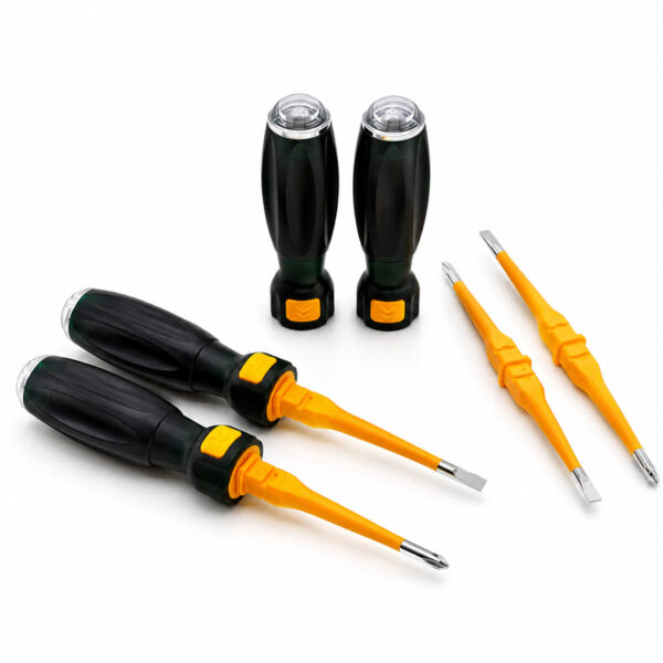 18 Adet Tak Çıkar 2in1 Düz - Yıldız Uç Ergonomik Sap Kontrol Kalemi - Tornavida Korumalı Lrd-160