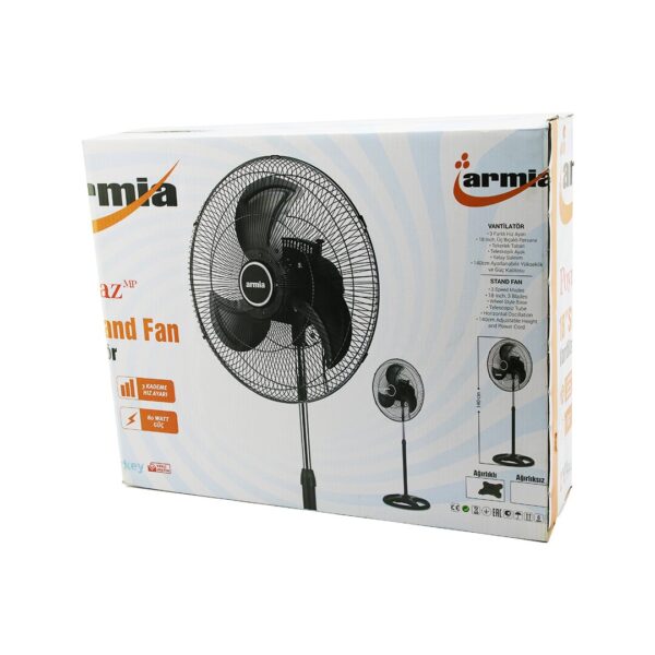 18 İnç Sanayi Vantilatör 3 Metal Kanat: Çap:56cm - Y: 140 cm - 3 Kademe Hız 80 W