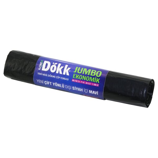 180 Adet Florex-619 Dökk Eco Jumbo Çift Yönlü 20pcs 80x110cm Çöp Torbası 9x20 - 180