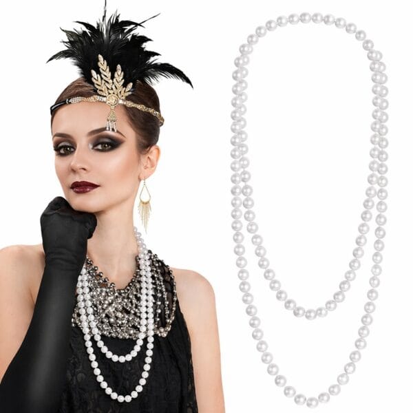 1920 Gatsby İnci Kolye – Vintage Uzun Beyaz İnci Kolye