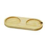 2 Bölmeli - Oval Açık Renk - Sade Ahşap Yağdanlık Altlık 27x12.5cm