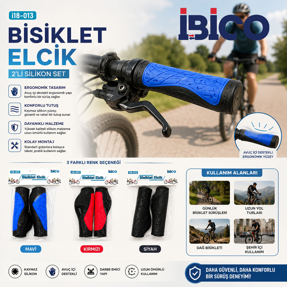 2 Pcs Set Renkli - Silikon Bisiklet Elcik