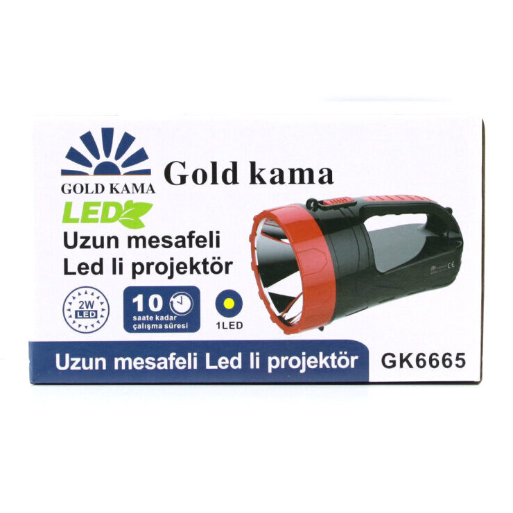 2 W Tek Ledli El Feneri Projektör Fiş Şarjlı 2 Kademe Işık Ayarı Gk-6665