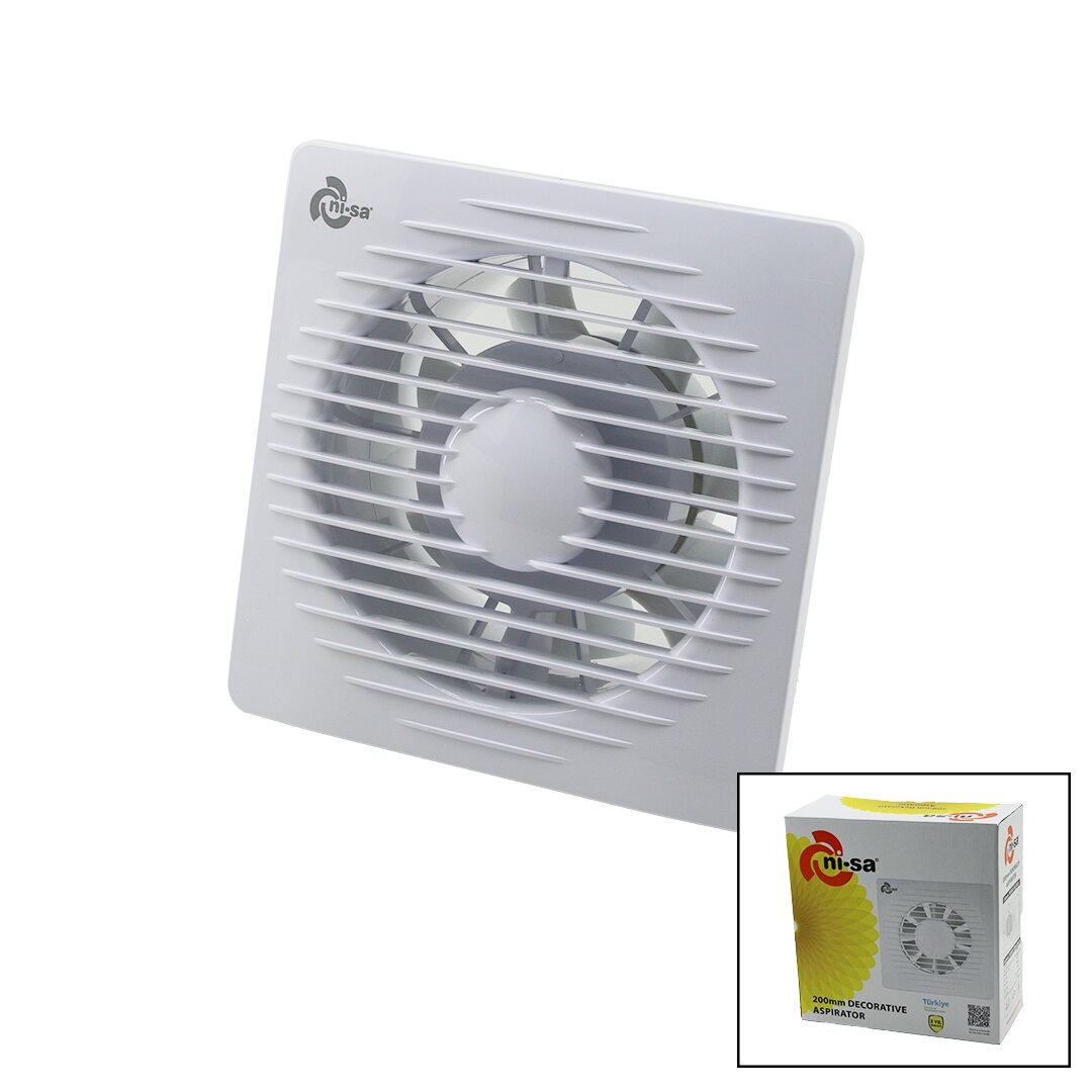 200 8inç Banyo Tuvalet Havalandırma Aspiratörü 40 W 200m3/H Ebt-200