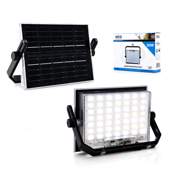 200 W Güneş Enerjili LED Işık Solar Projektör - Fener Kamp - Dış Mekan 3 Farklı LED Işık 348961 Lmb