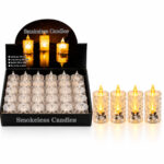 24 Adet Büyük Boy Pilli Kristal Mika LED Mum Çap : 3.8 cm Yükseklik : 9 cm İ10-015
