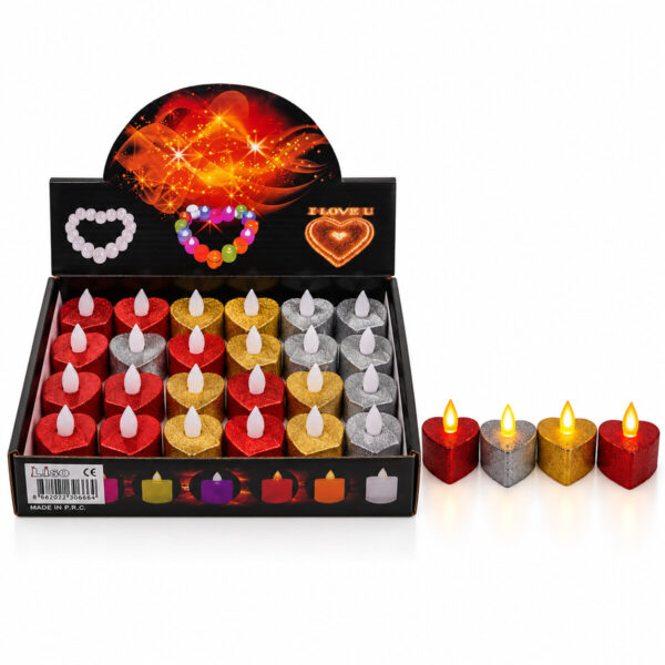24 Adet Pilli Kalpli - Simli Renkli LED Mum Çap : 3.5 cm Yükseklik : 4.2 cm İ10-026