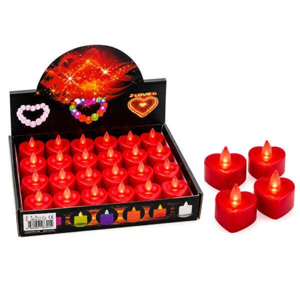 24 Adet Pilli Kapli - Kırmızı Renkli LED Mum Çap : 4 cm Yükseklik : 3.7 cm İ10-023