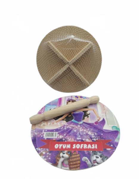24 cm Resimli Ahşap Oyun Sofrası Ekmek Tahta