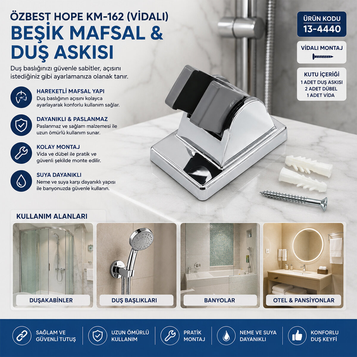 25 Adet Vidalı Beşik Mafsal- Duş Askısı