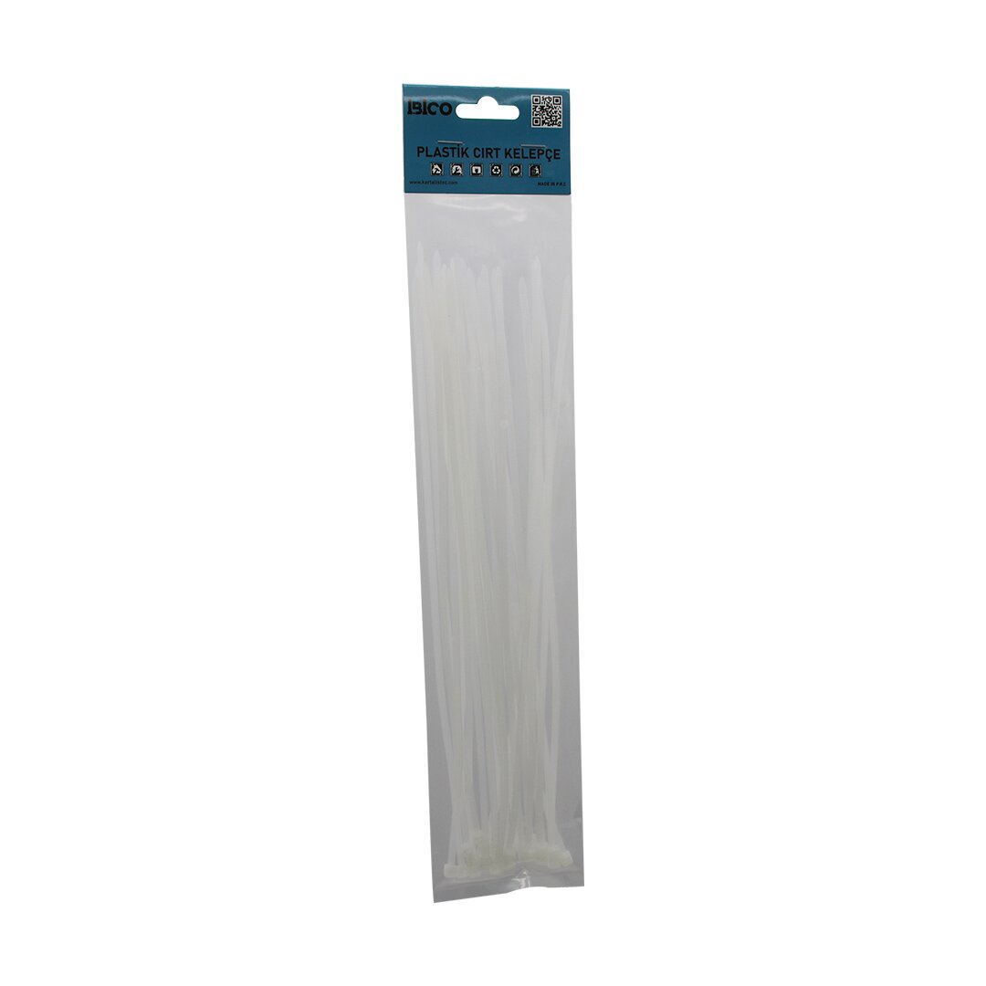 25pcs Beyaz 3.6x300mm Plastik Cırt Kelepçe