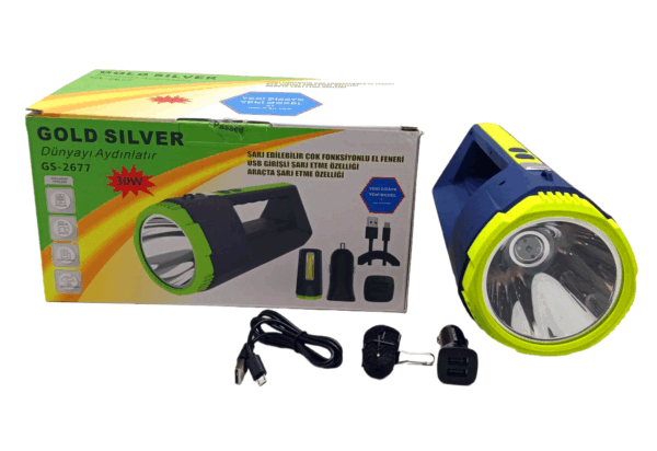 2in1 30 W - 10 W Cob LED USB - Oto Şarjlı El Feneri Projektör