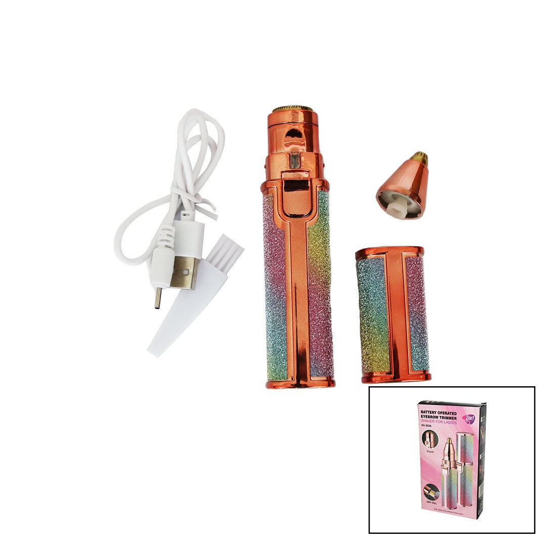 2ın1 Başlı - Simli - Ruj Model - USB Şarjlı Yanak - Burun Tüy Alma Makinesi