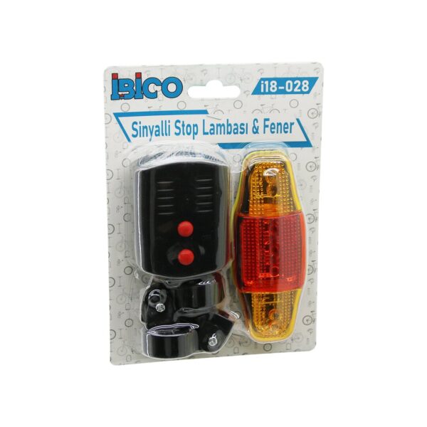 2in1 Bisiklet Cob LED Fener - Sinyalli Stop Lamba Pilli