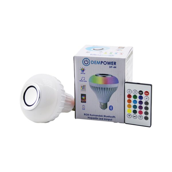 2ın1-Kumandalı RGB LED Ampul - Bluetooth Hoparlör Müzik Çalar LED-7 W - Hoparlör-3 W