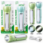 2ın1 Softled Şarjlı El Feneri USB - Type-C Şarjlı 1 LED 1.2 W - 14 LED 2.4 W K-0965