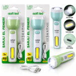 2ın1 Softled Şarjlı El Feneri USB - Type-C Şarjlı 2 W LED - 1 W Cob LED K-0750