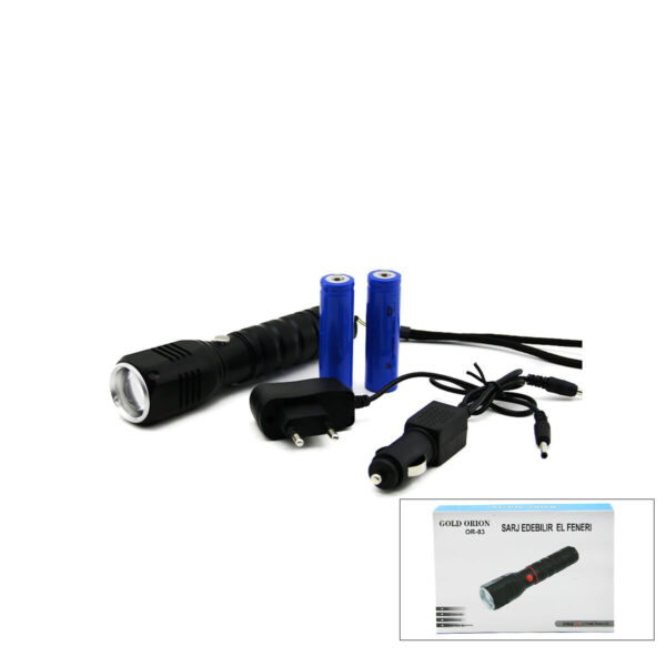2ın1 Zoomlu El Feneri - Cob LED Fiş - Çakmak Şarjlı Metal Kasa 17 cm 3000 Lumen