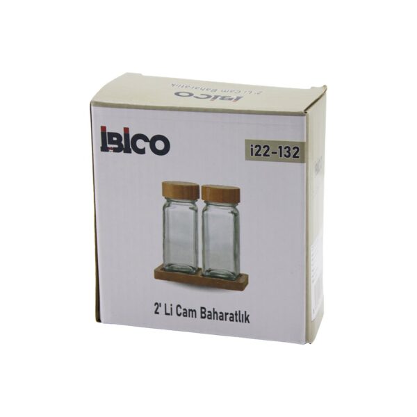2pcs Bambu Kapaklı Cam Tuzluk - Biberlik - Baharatlık 120 ml