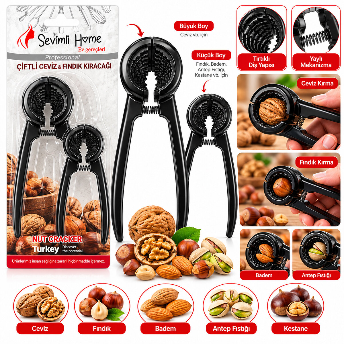 2pcs Set Döküm Metal Fındık - Ceviz Kıracak