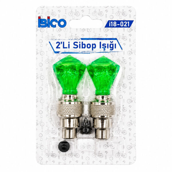 2pcs Yeşil Elmas Kesim Prizma Model Sibop Işık Pilli Bisiklet - Motor - Araç Hareket Sensörlü İ18-021