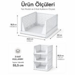 3 Katlı Portatif Organizer - Çok Amaçlı Kayar Raf 18.5x33.5x43cm Toplam 55.5 cm
