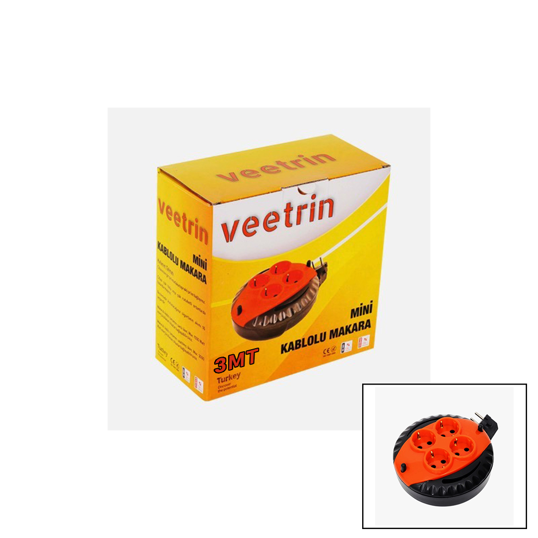 3 m Mini Makaralı Uzatma Kablo 3x1.5mm