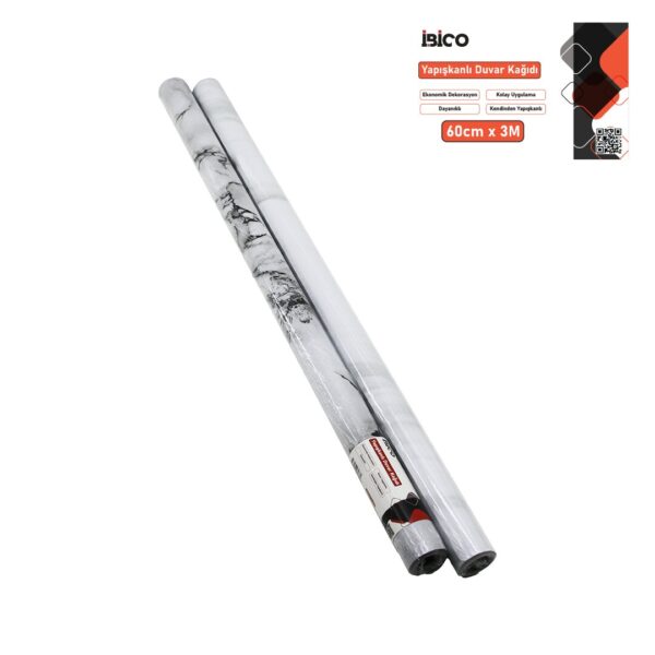 3 m X 60 cm Beyaz Mermer Desenli Tezgah Üstü Folyo Sticker - Duvar Kağıt Kendinden Yapışkanlı - Eko Dekorasyon - Dayanıklı