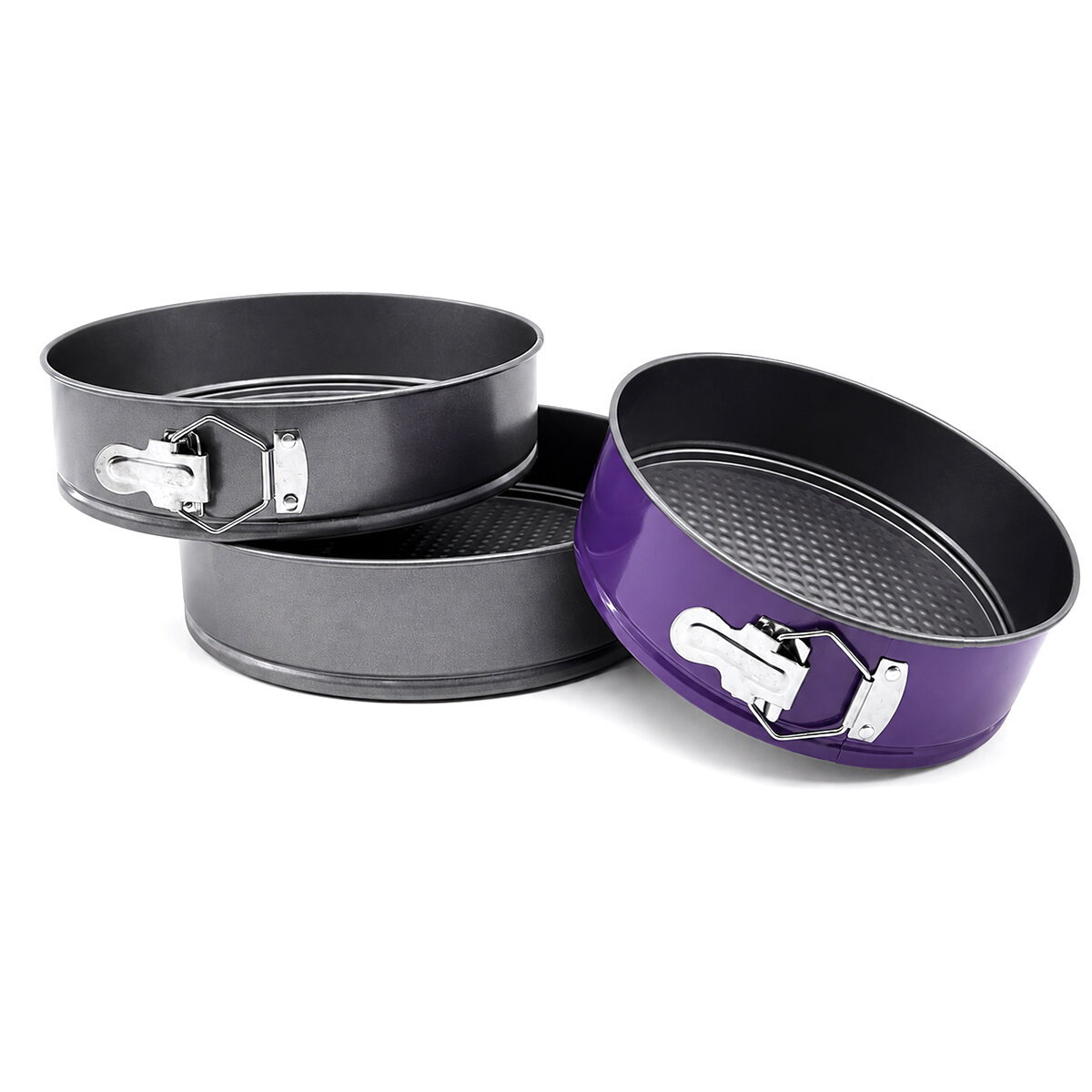 3 Parça Yuvarlak - Renkli Kelepçeli Metal Kek Kalıp 24-26-28 cm